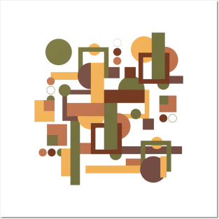 Abstract vintage geometric pattern brown green Posters and Art